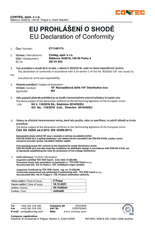 EU declaration of conformity for Ri7